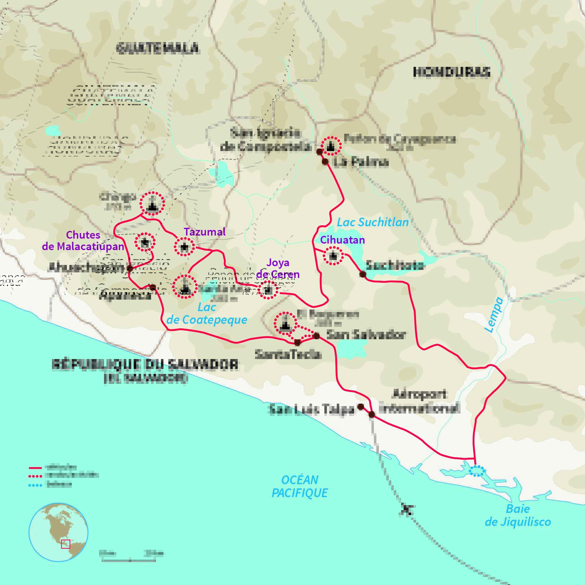 Carte Salvador : Trésors du Salvador