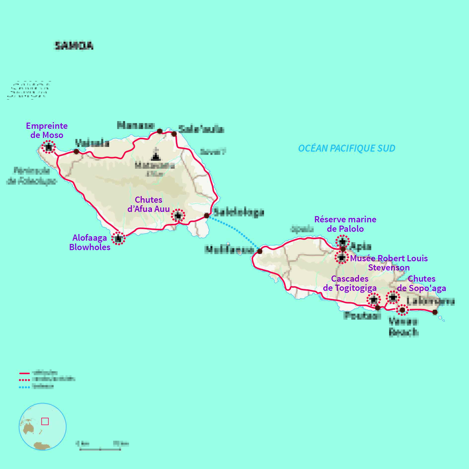 Carte Samoa : Les îles Samoa, paradis du bout du monde