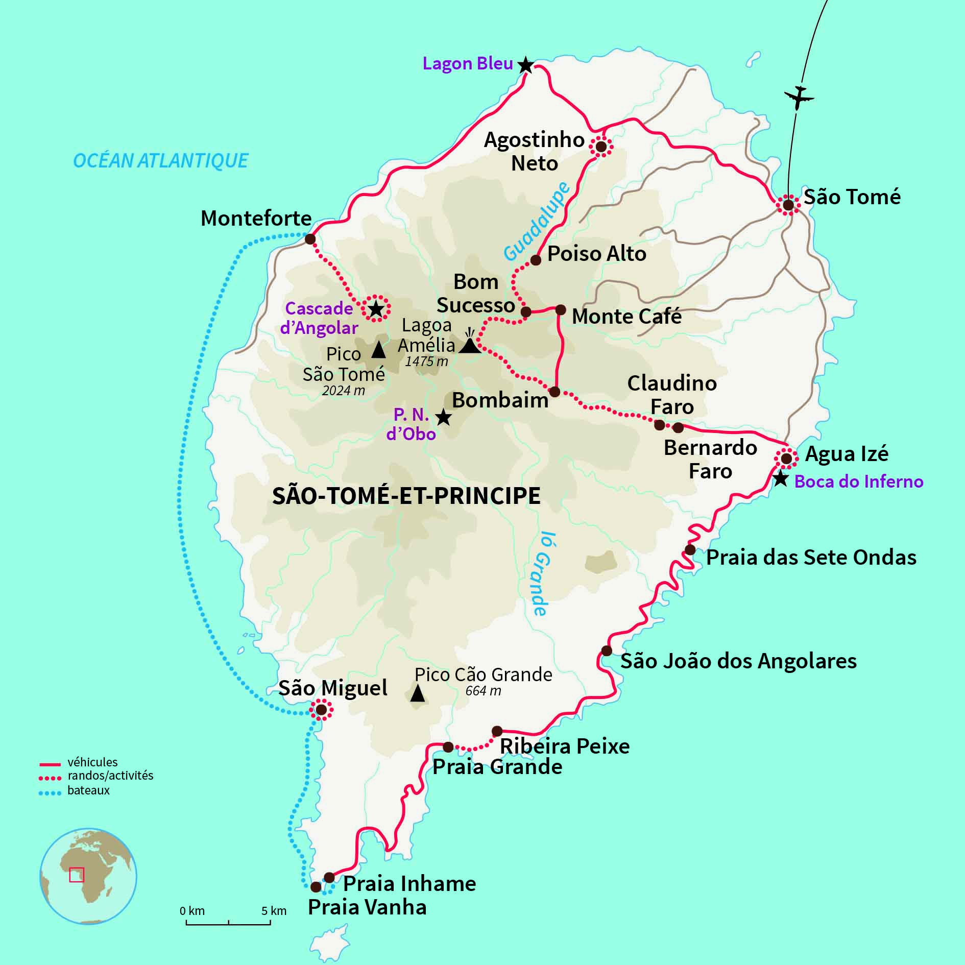 Carte São tomé : Trek équatorial sur les traces du cacao !