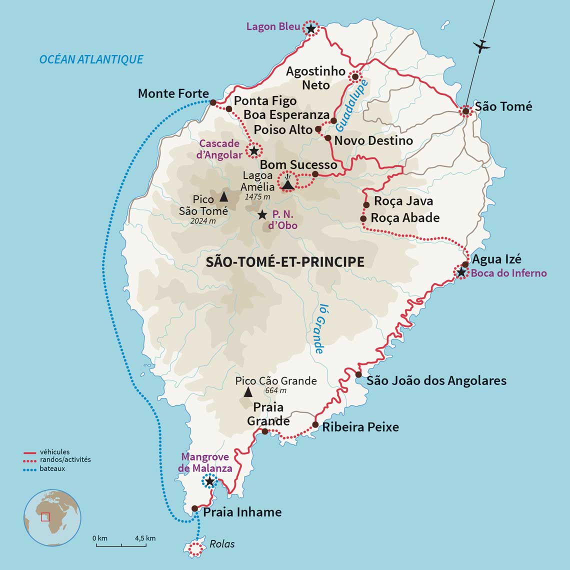 Carte São Tomé-et-Príncipe : Trek équatorial sur les traces du cacao !