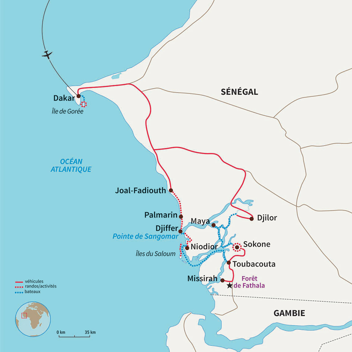 Carte Sénégal : En pirogue au Siné Saloum 