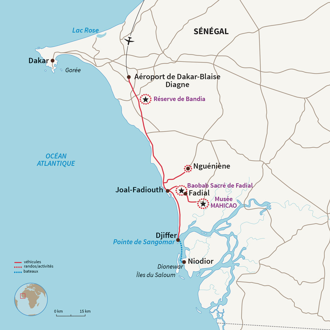 Carte Sénégal : Baobabs, tongs et bolongs