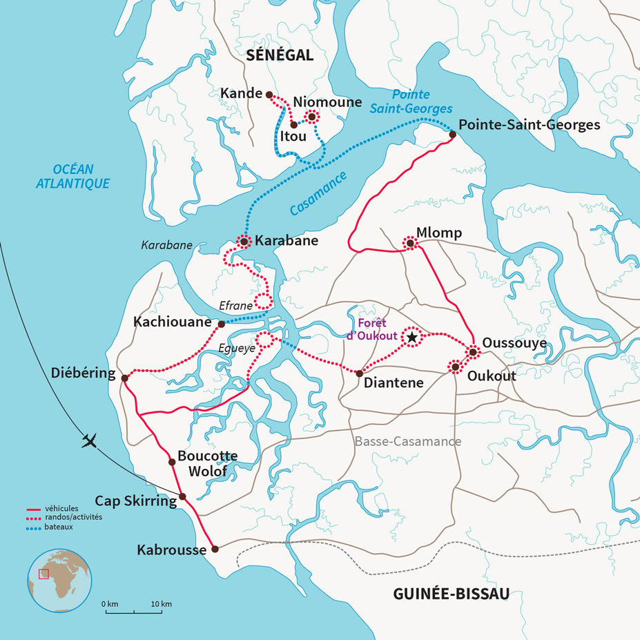 Carte Sénégal : Rando et kayak en Casamance