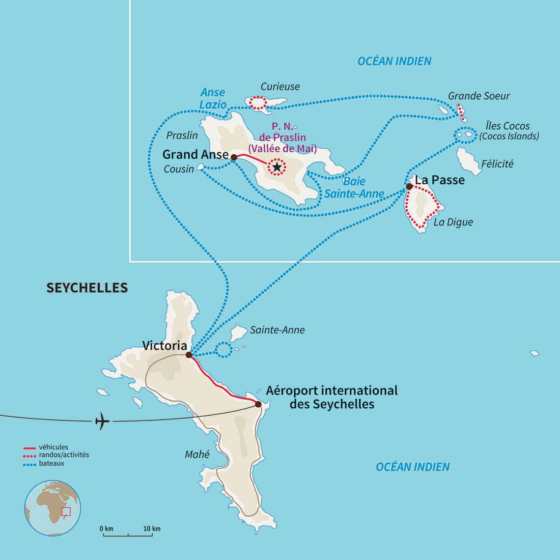 Carte Seychelles : Cabotage seychellois