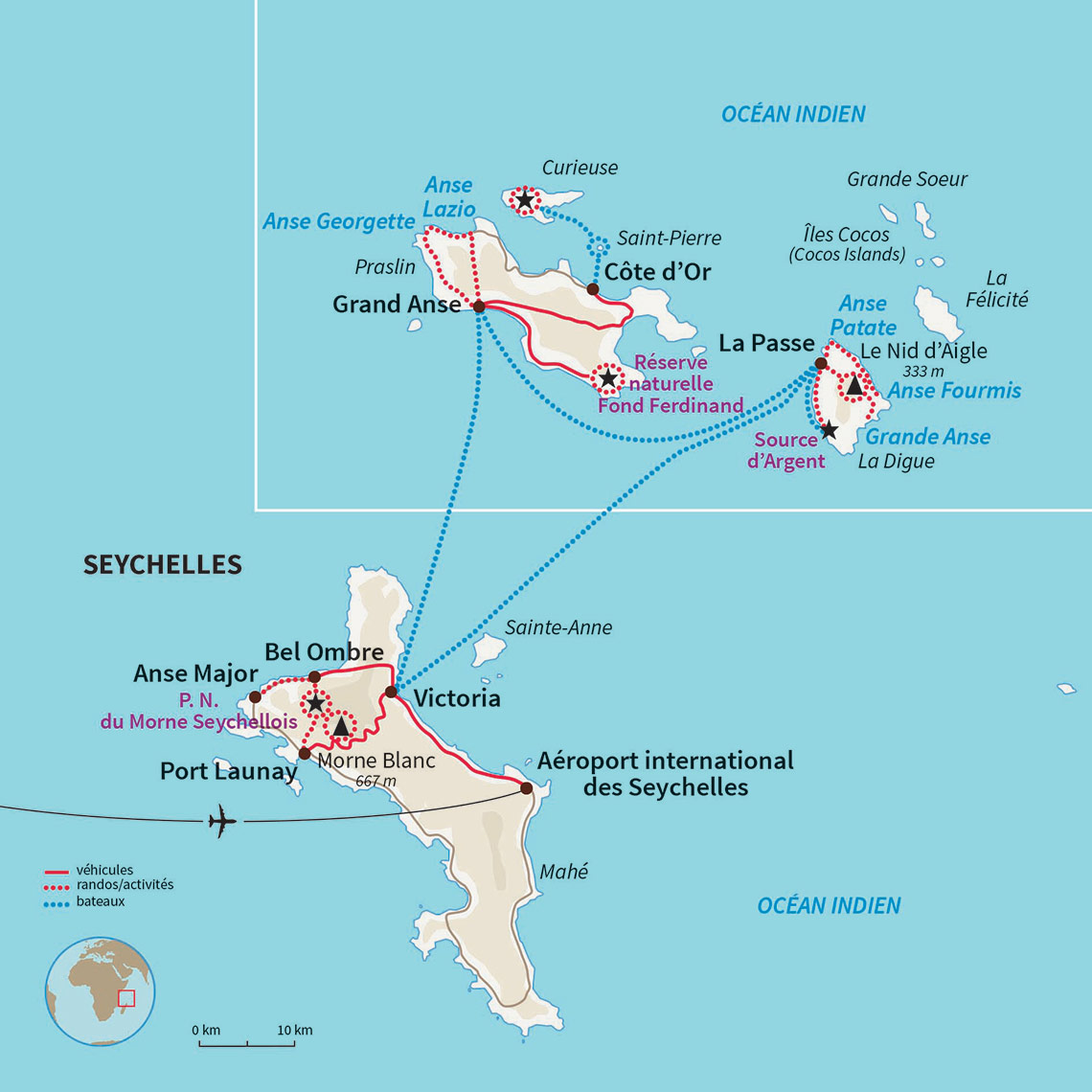 Carte Seychelles : Randonnée seychelloise !