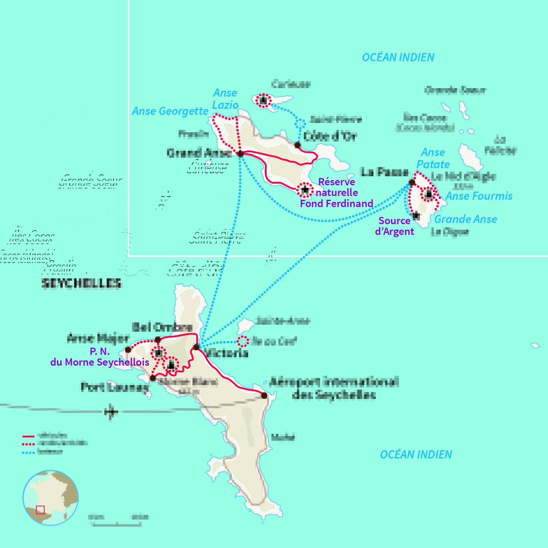 Carte Seychelles : Randonnée seychelloise... et île de rêve !