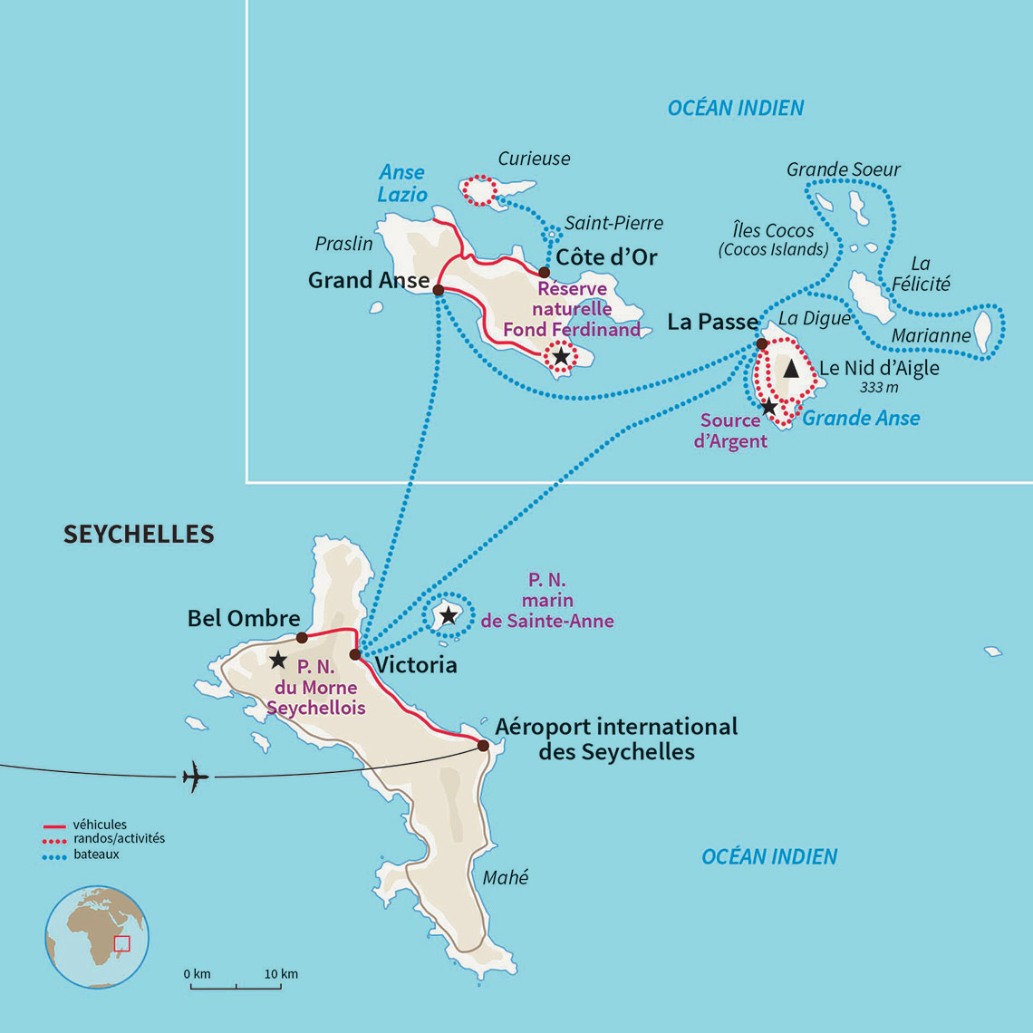 Carte Seychelles : Le meilleur des Seychelles en Famille !