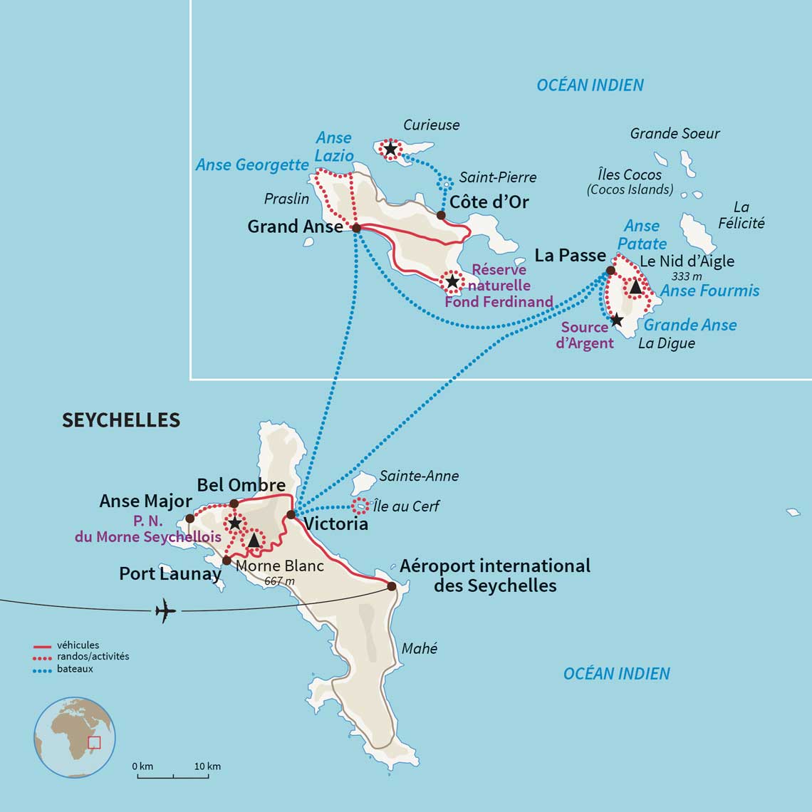 Carte Seychelles : Randonnée seychelloise... et île de rêve !