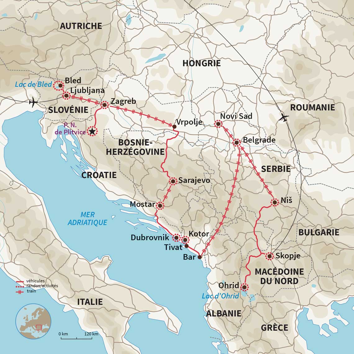Carte Slovénie : Le train des Balkans