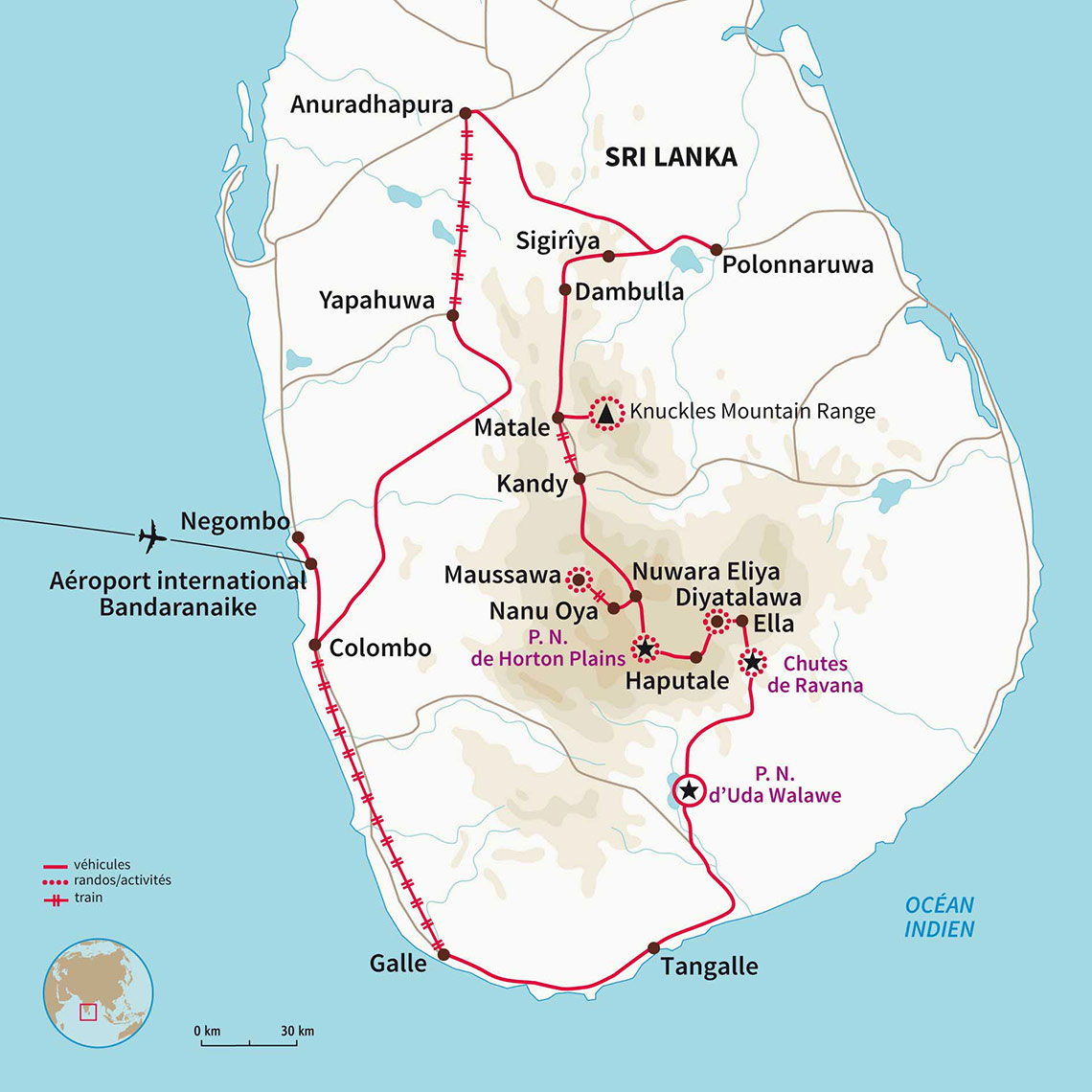 Carte Sri lanka : Le Sri Lanka en transports locaux