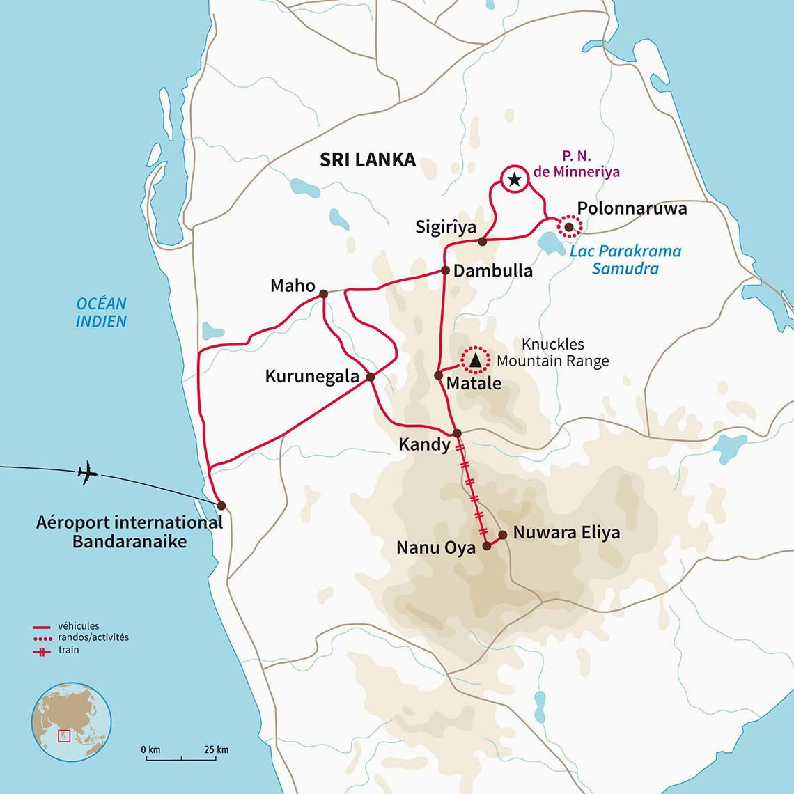 Carte Sri lanka : Randonnée et bien-être au Sri Lanka