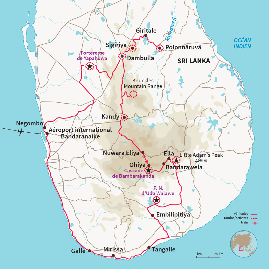 Carte Sri lanka : L'essentiel de Ceylan ... passionnément ! 