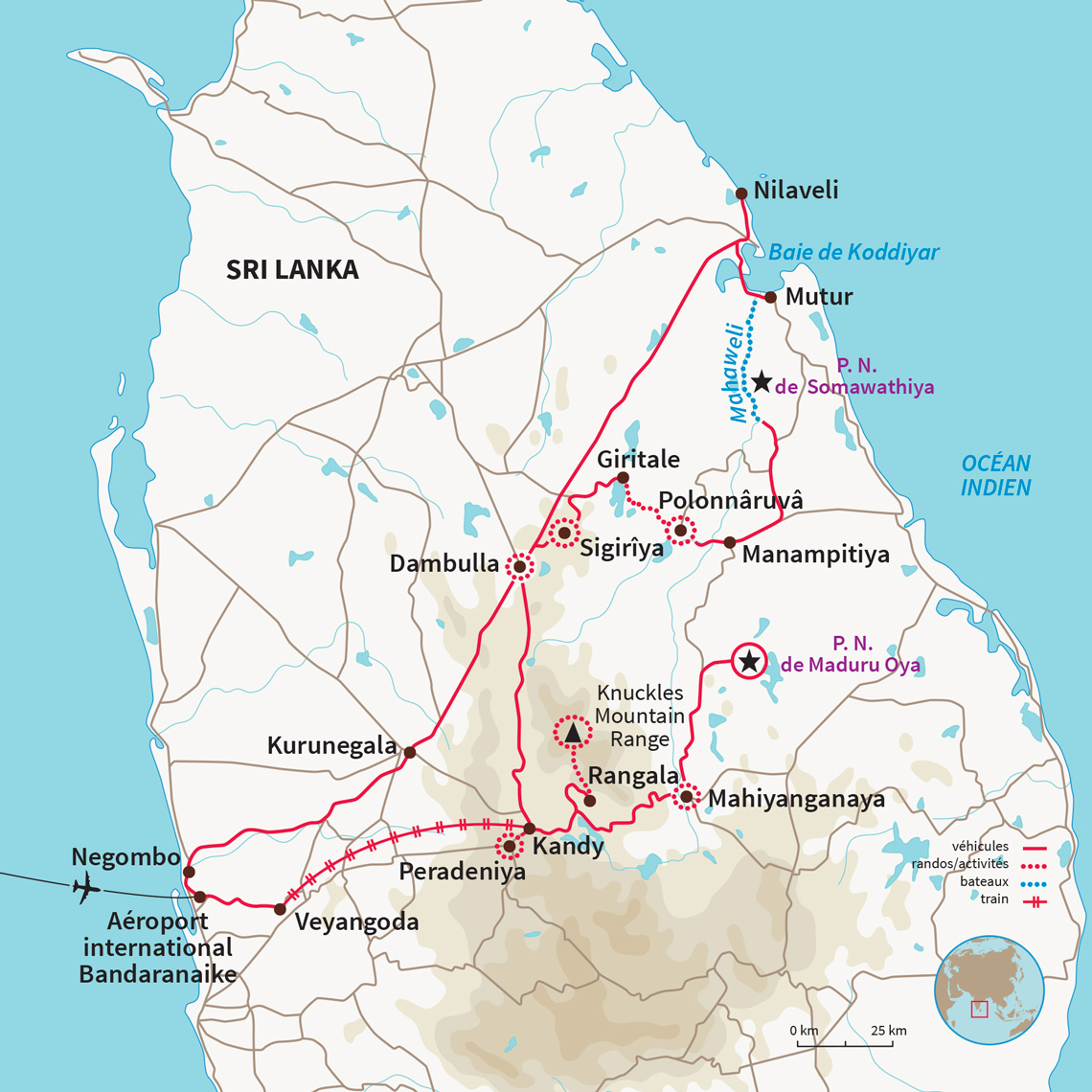 Carte Sri lanka : Bivouac et kayak sur la Mahaweli