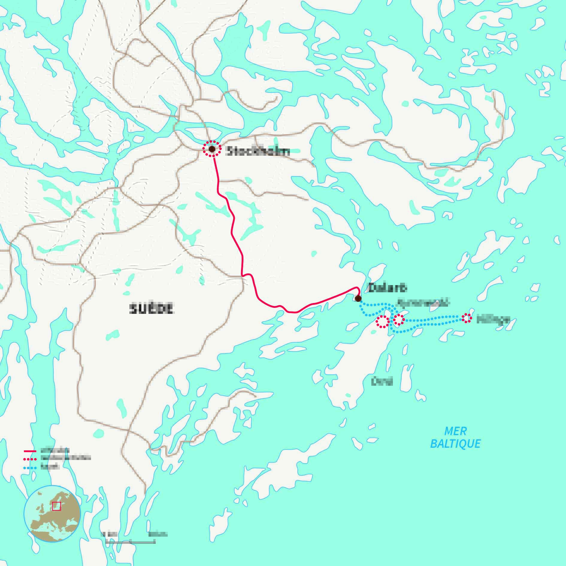 Carte Suède : Kayak et rando dans l'archipel de Stockholm