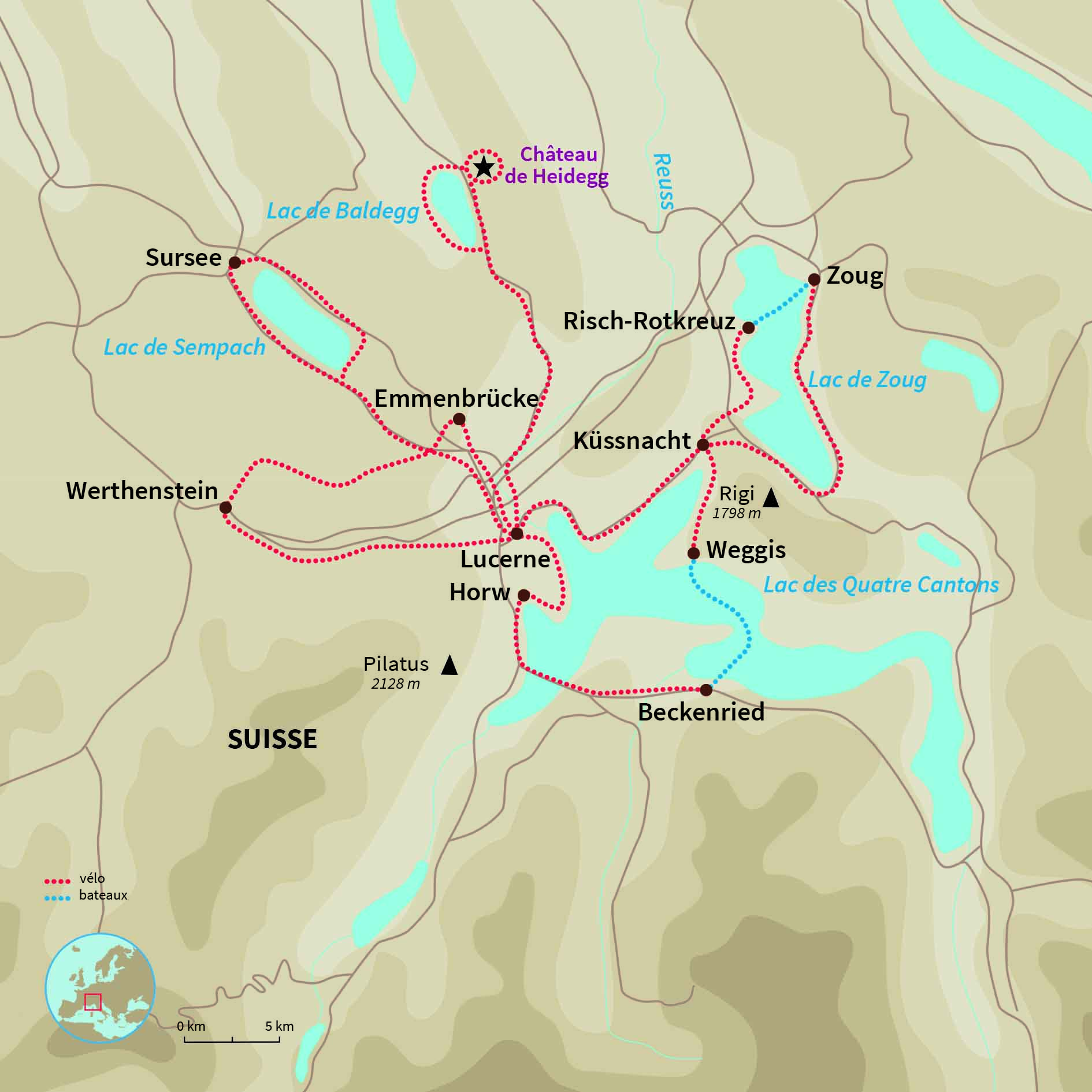 Carte Suisse : Sur la piste du lion de Lucerne