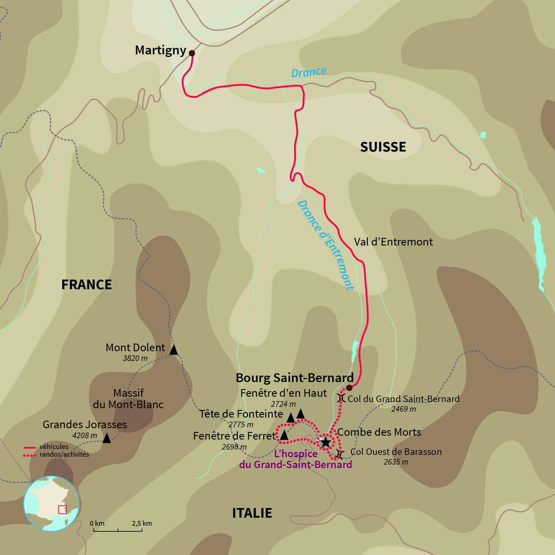 Carte Suisse : En chemin pour le Grand Saint Bernard