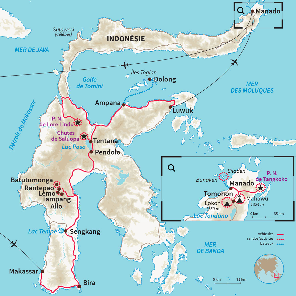 Carte Indonésie : Transulawesi & pays Toraja 