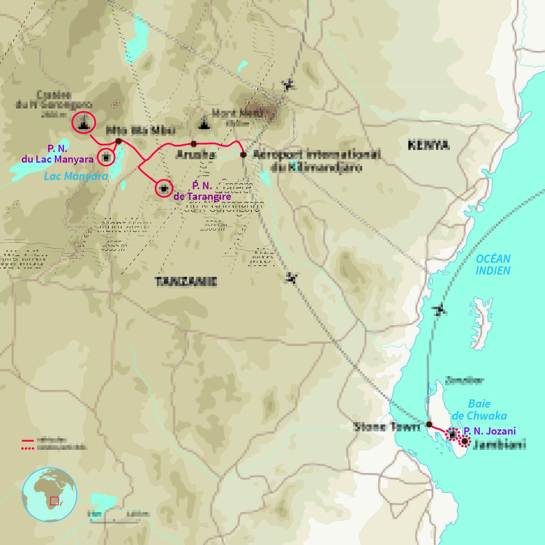 Carte Tanzanie : Sur les traces des big five !