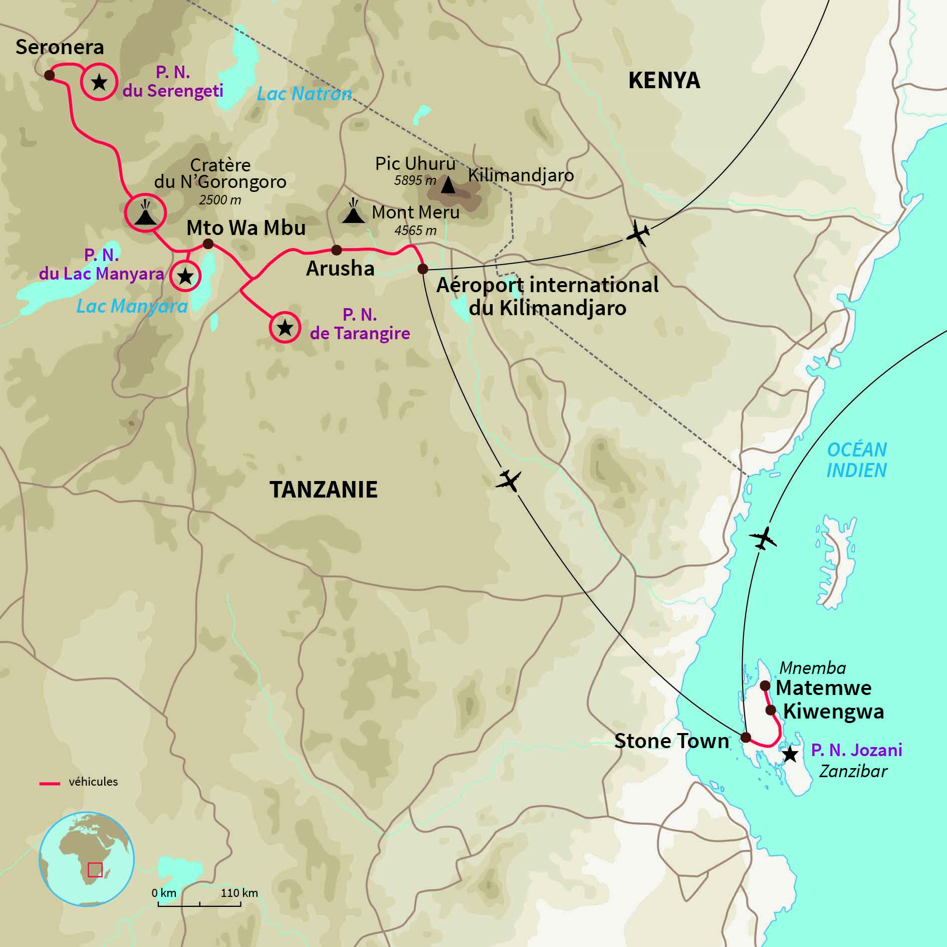 Carte Tanzanie : La Tanzanie sans compromis !