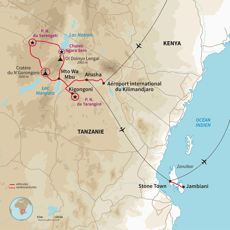 Carte Tanzanie : Des plaines du Serengeti aux plages de Zanzibar 