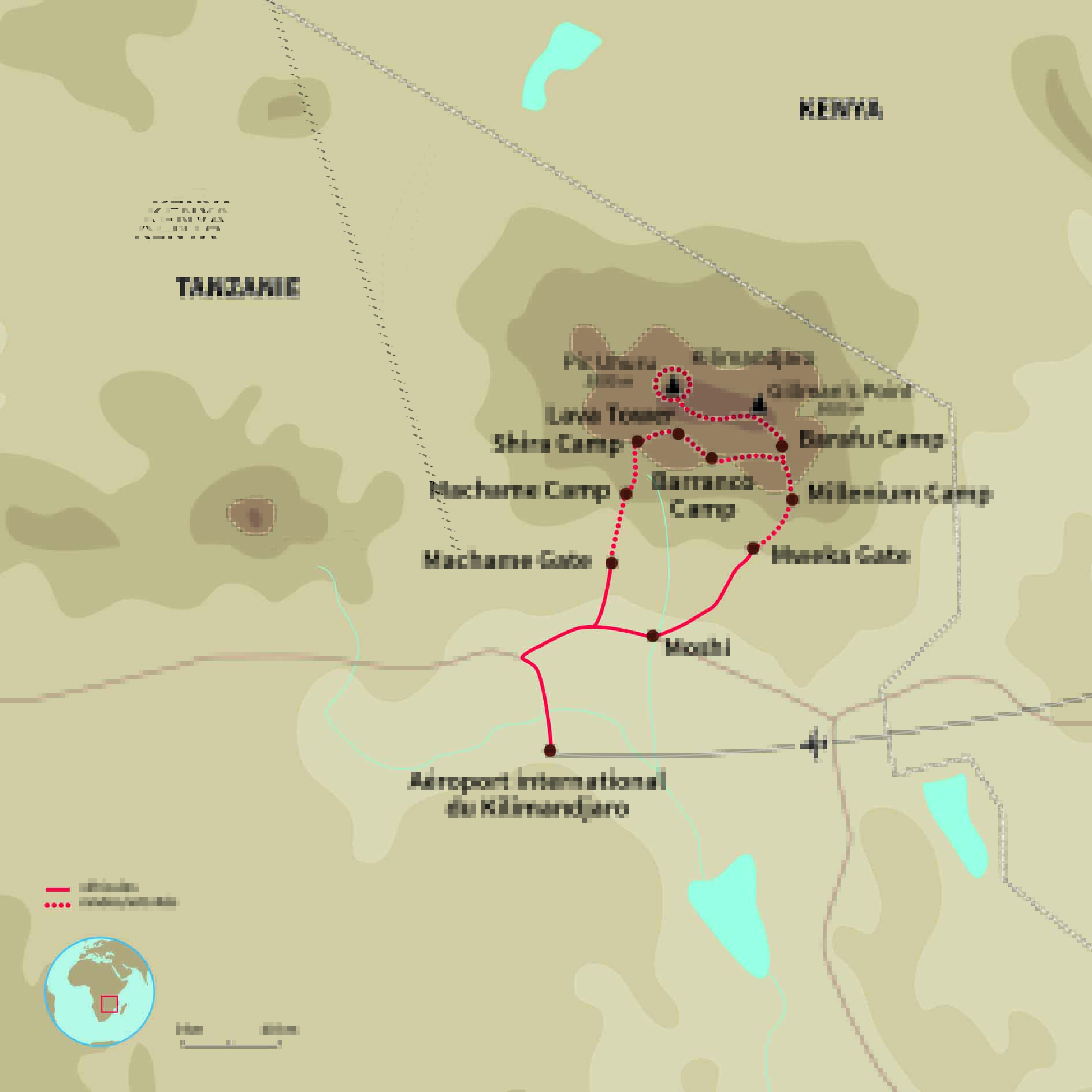 Carte Tanzanie : Le Kili par la voie Machame 