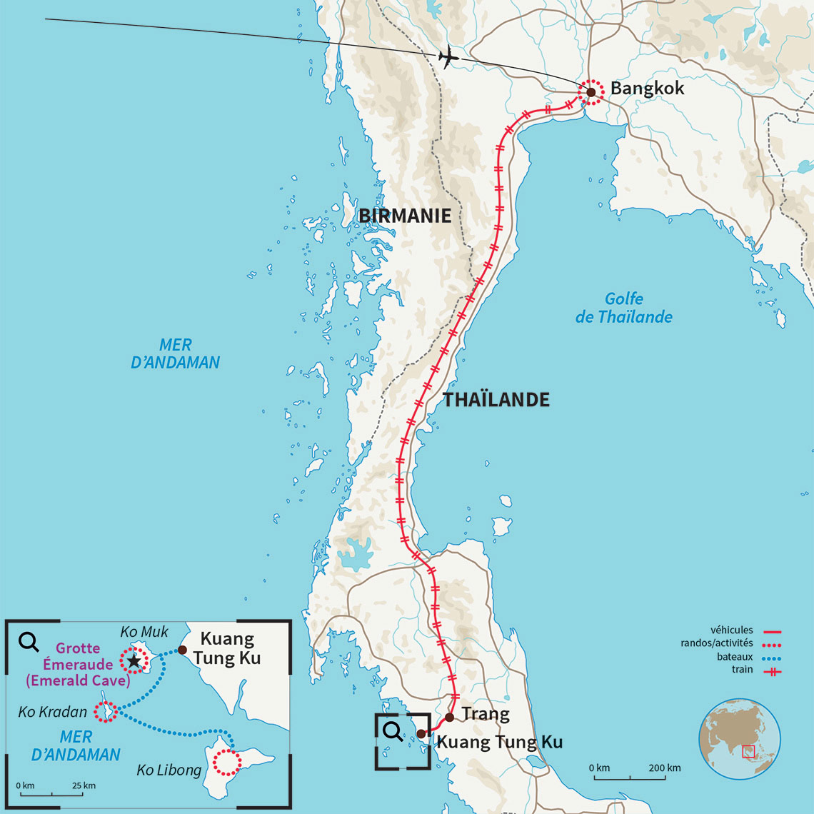 Carte Thaïlande : Plages de rêve sur les îles de Trang