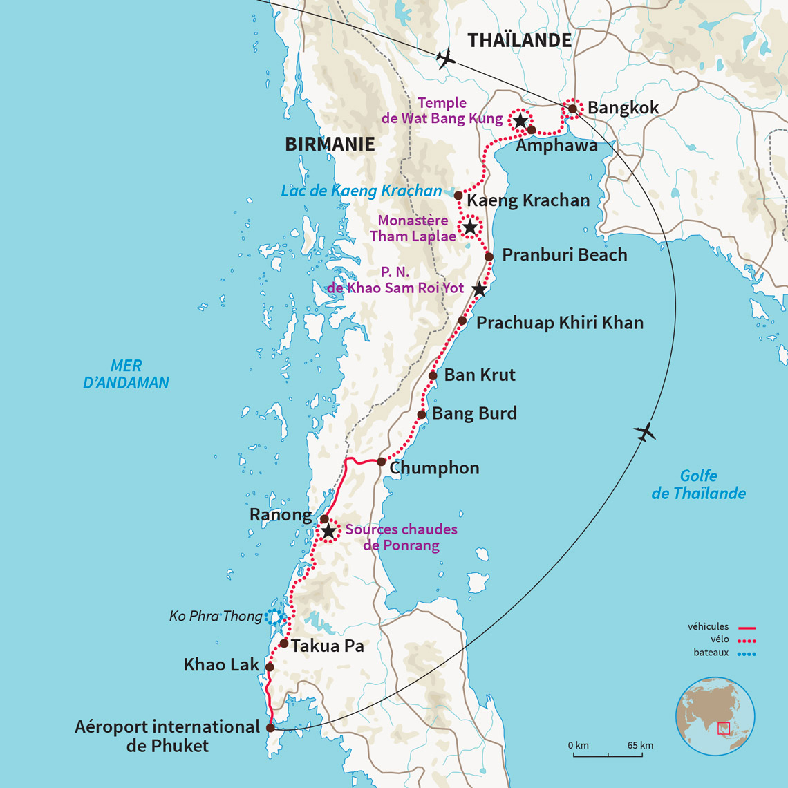 Carte Thaïlande : A vélo sur les routes Thaïes 