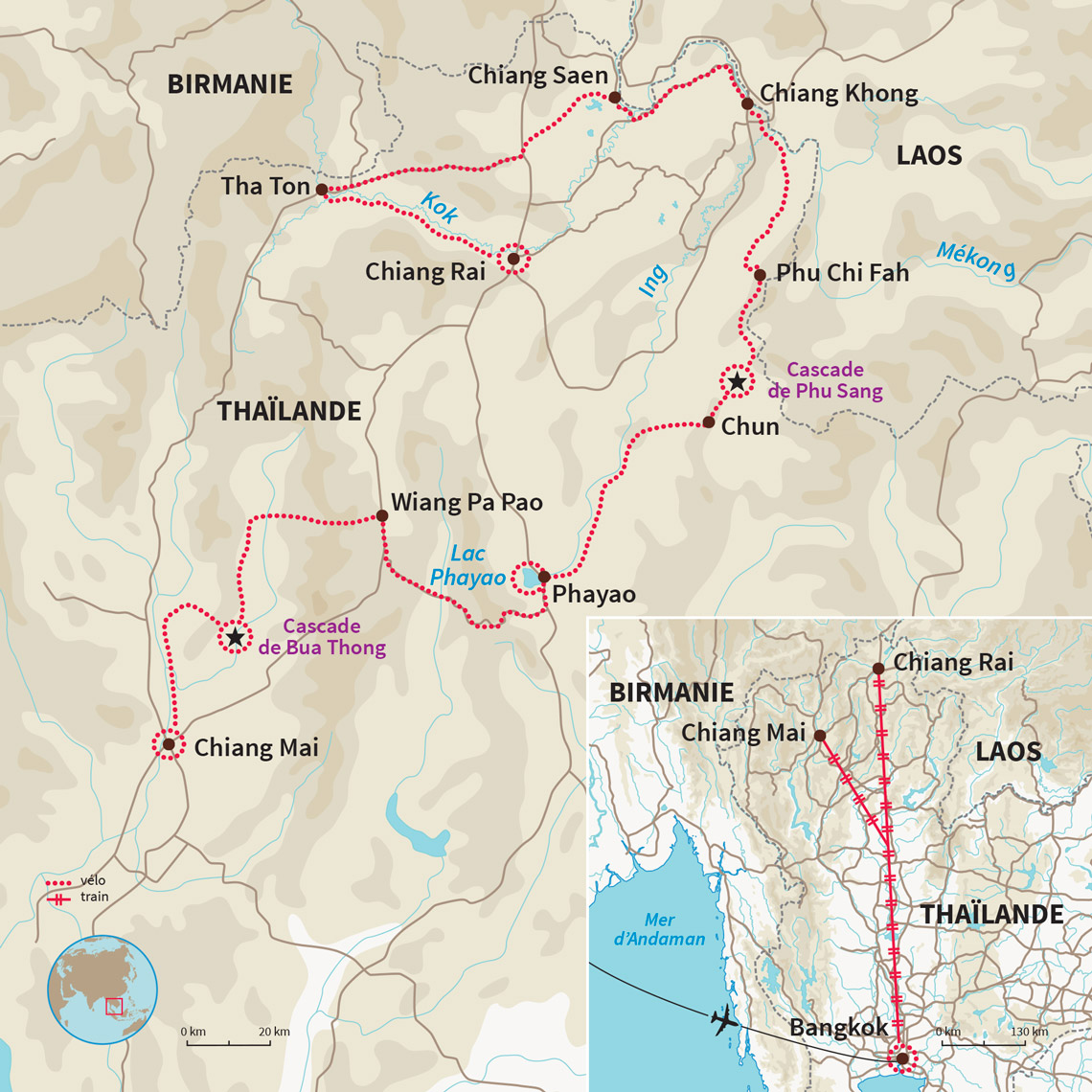 Carte Thaïlande : Cyclotourisme au fil du Mékong 