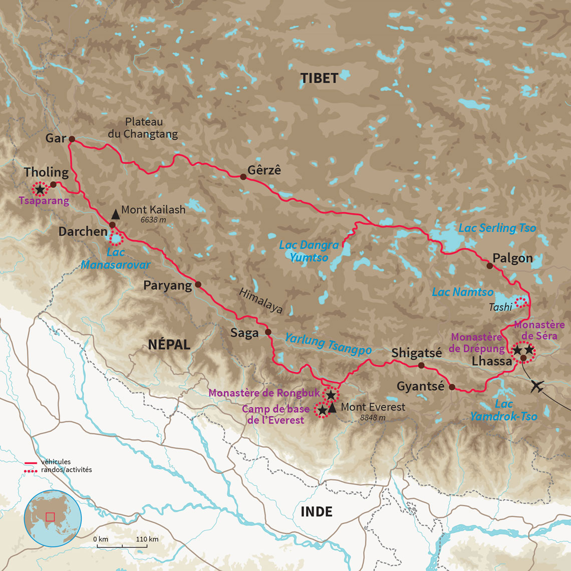 Carte Chine : Le Kailash par la route sauvage