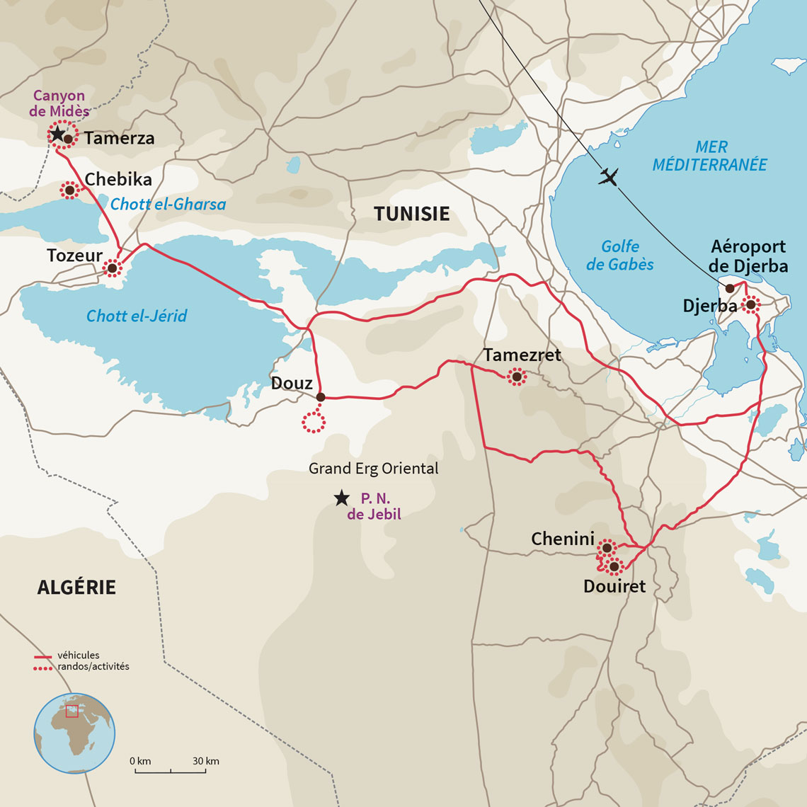 Carte Tunisie : Sables et lumière : Éclipse totale en Tunisie