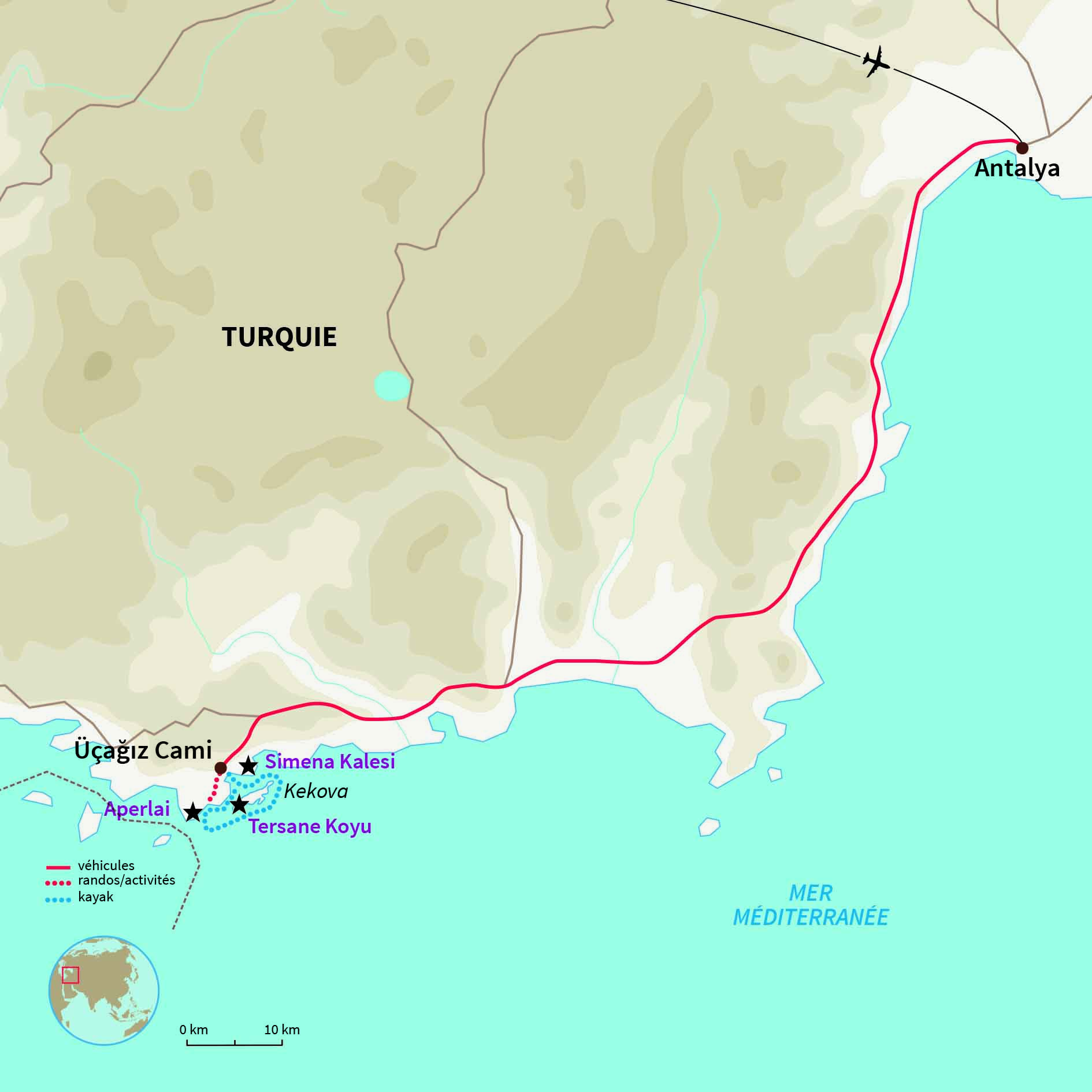 Carte Turquie : Kayak en Lycie, c'est magnifique ! 