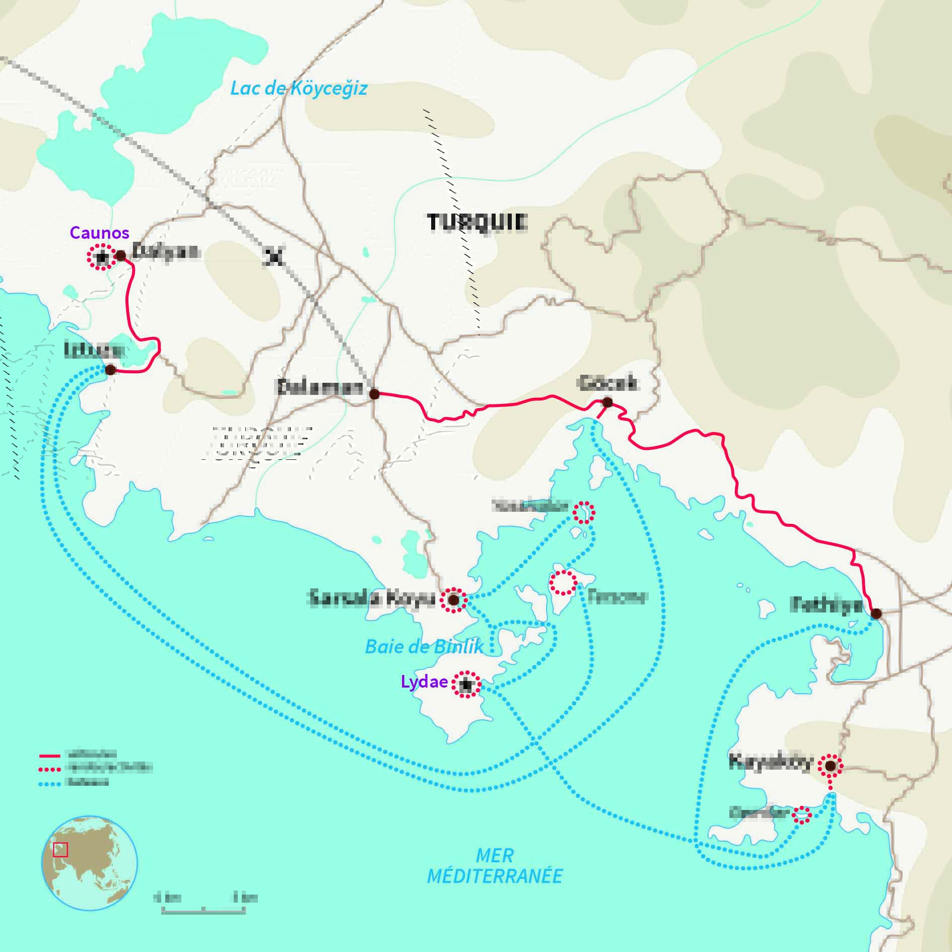 Carte Turquie : Rando-bateau en mer turquoise