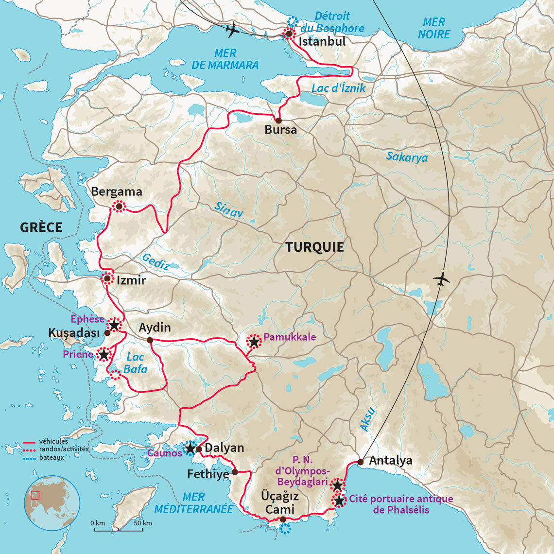 Carte Turquie : Merveilles antiques d’Istanbul à la Lycie