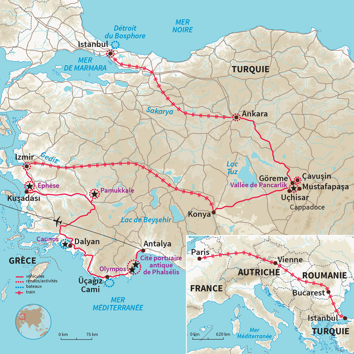Carte Turquie : Sur les rails de Paris à Istanbul…