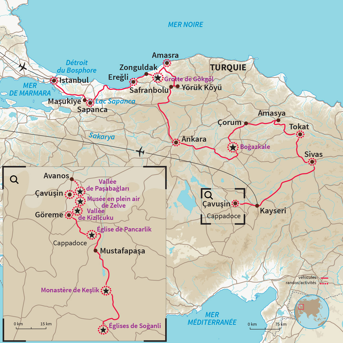 Carte Turquie : Cappadoce, depuis les rives de la mer Noire