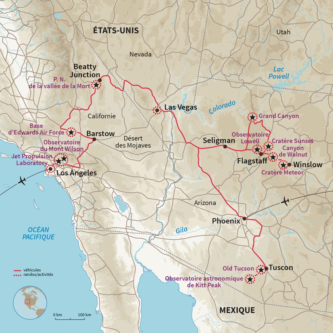 Carte États-Unis : Du désert aux étoiles ! 