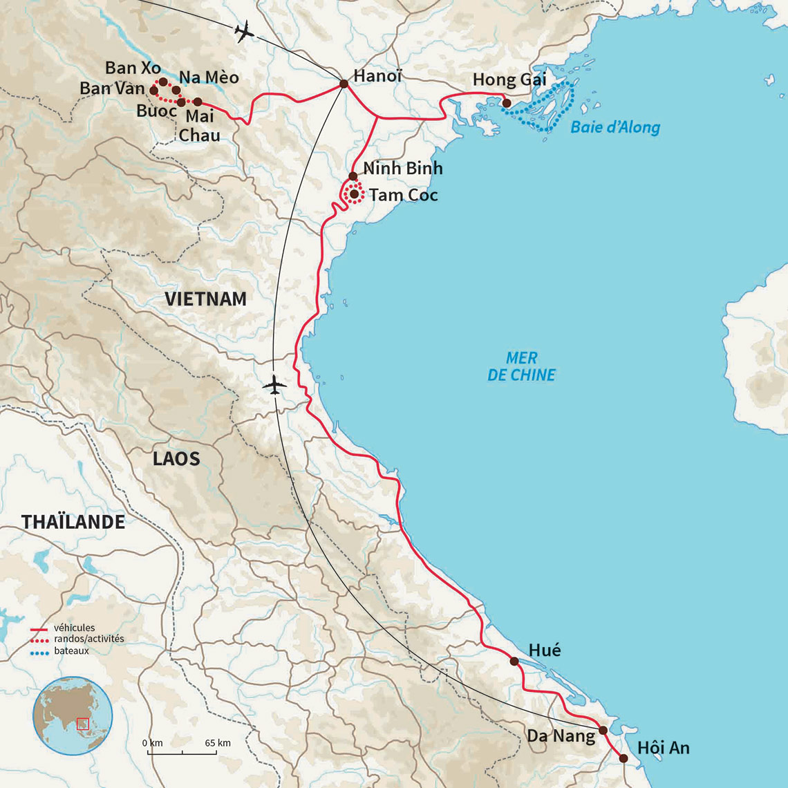 Carte Vietnam : Balades Vietnamiennes et baies d'Halong! 
