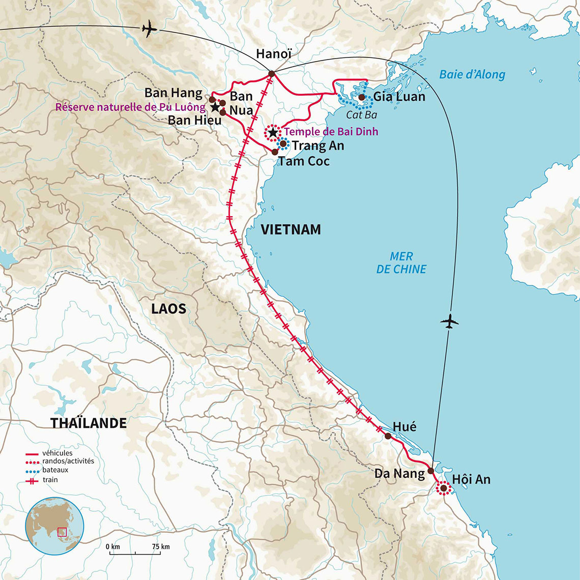 Carte Vietnam : Randonnée tonkinoise et pagode de l'Annam