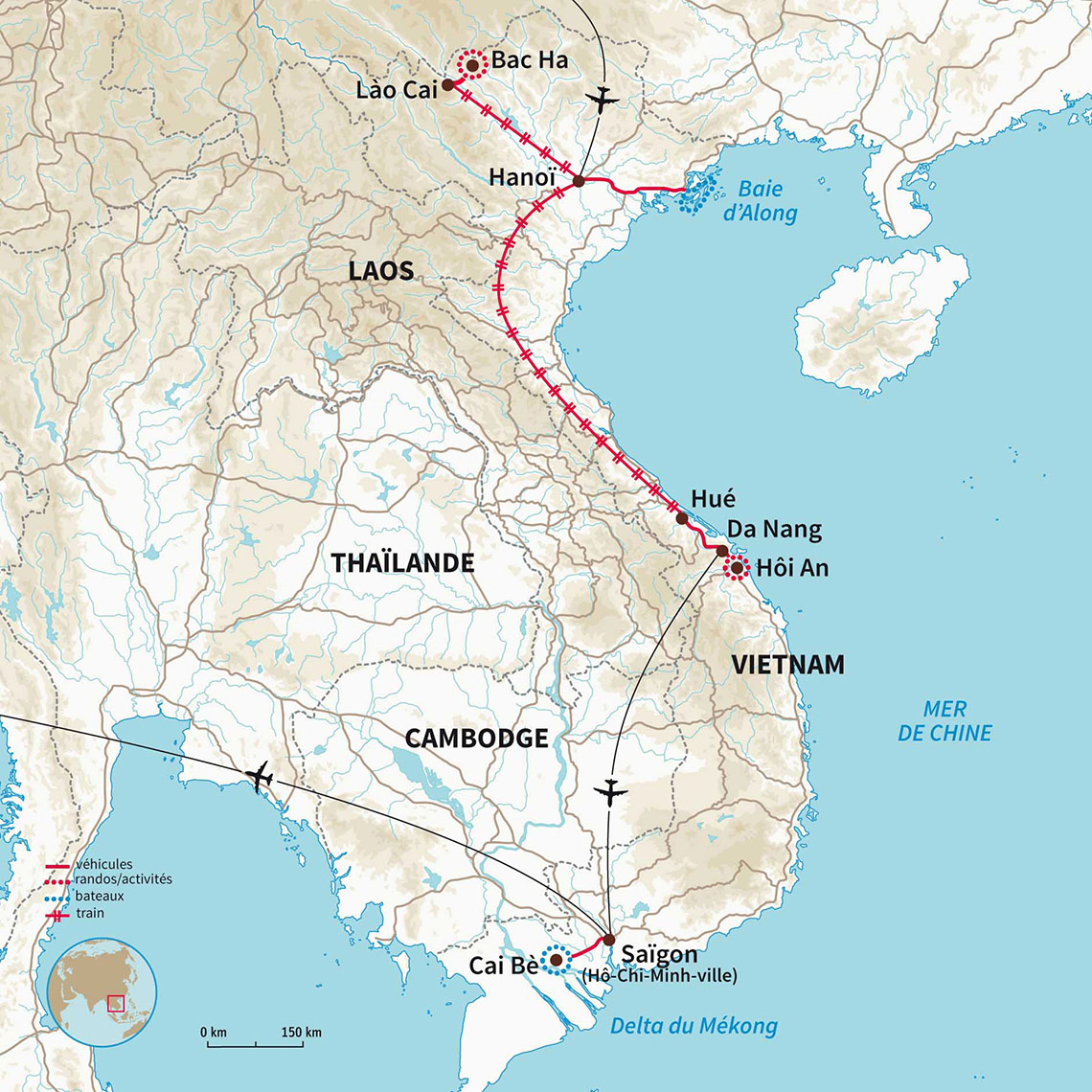 Carte Vietnam : Le Viêtnam du nord au sud 