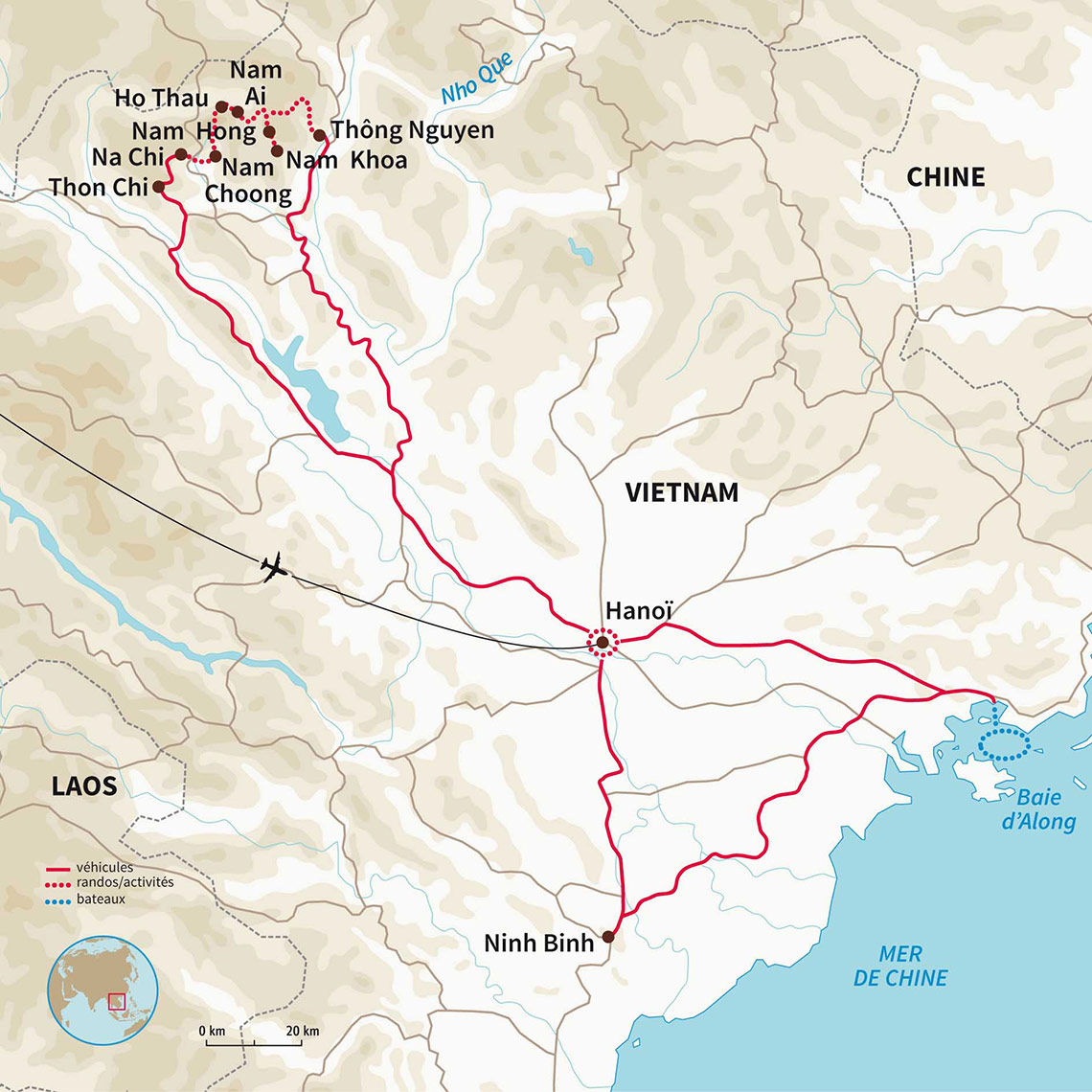 Carte Vietnam : De la baie d'Halong au massif de Hoàng Su Phì