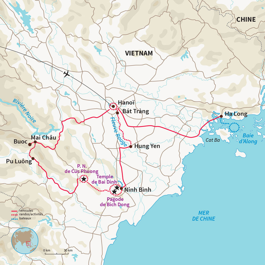 Carte Vietnam : Belle échappée dans les bras du fleuve rouge 