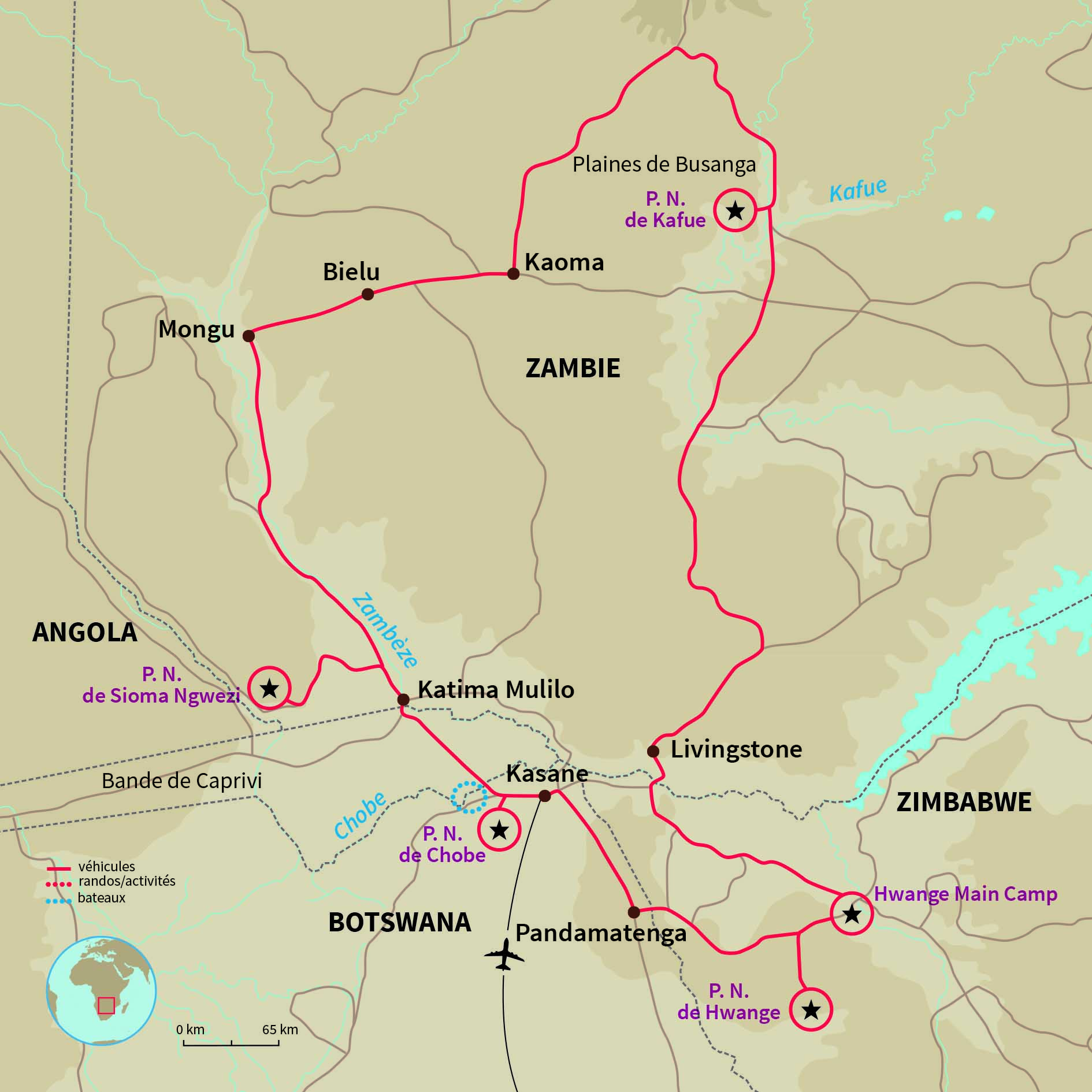 Carte Zambie : Mon 4x4 et ma tente sur le toit
