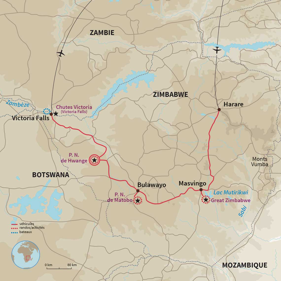 Carte Zimbabwe : Trésors du Zimbabwe 