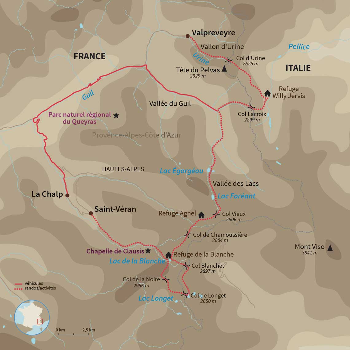 Carte France : Le tour du Queyras en famille