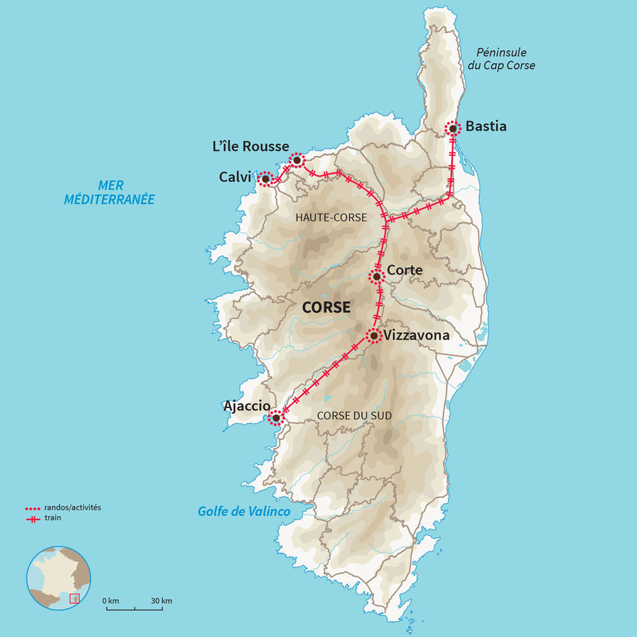 Carte France : La Corse au rythme du train 