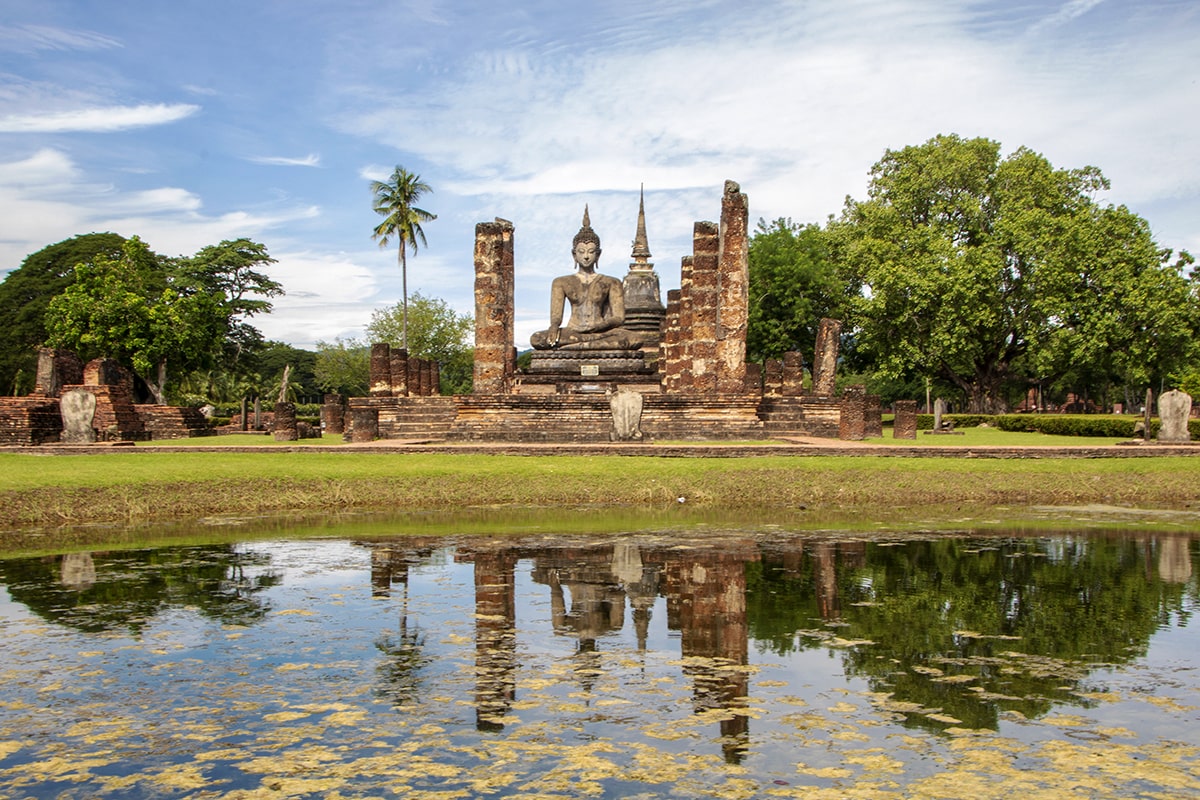 Ruines du Wat Mahathat à Sukhotaï en Thaïlande 