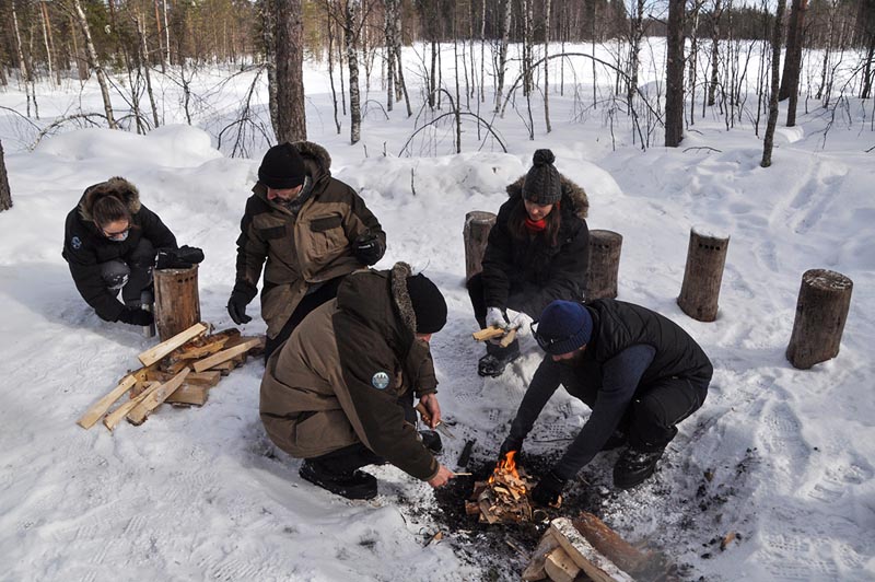 Journ&eacute;e trappeur-survie dans le parc national de Hossa - Laponie - Finlande &copy; Ibrahim Bah
