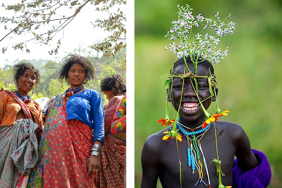 De gauche à droite : Femmes rautenis, l'une des plus mystérieuses tribus nomades du Népal. © Nathalie Lamoureux - Ethnie vivant dans la forêt de la vallée de l'Omo, en Ethiopie