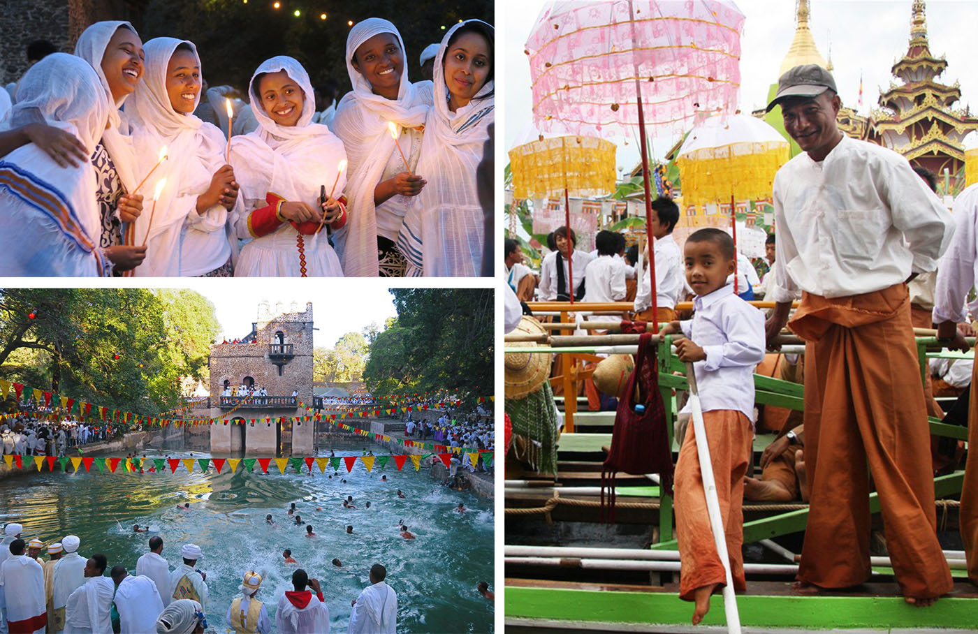 1) Fête de Timkat à Gondar en Ethiopie2) Festival du lac Inle en Birmanie