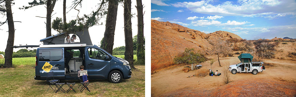 1-Van trip en famille au pays des Bigoudens2- Aventure en 4x4 et tente sur le toit en Namibie